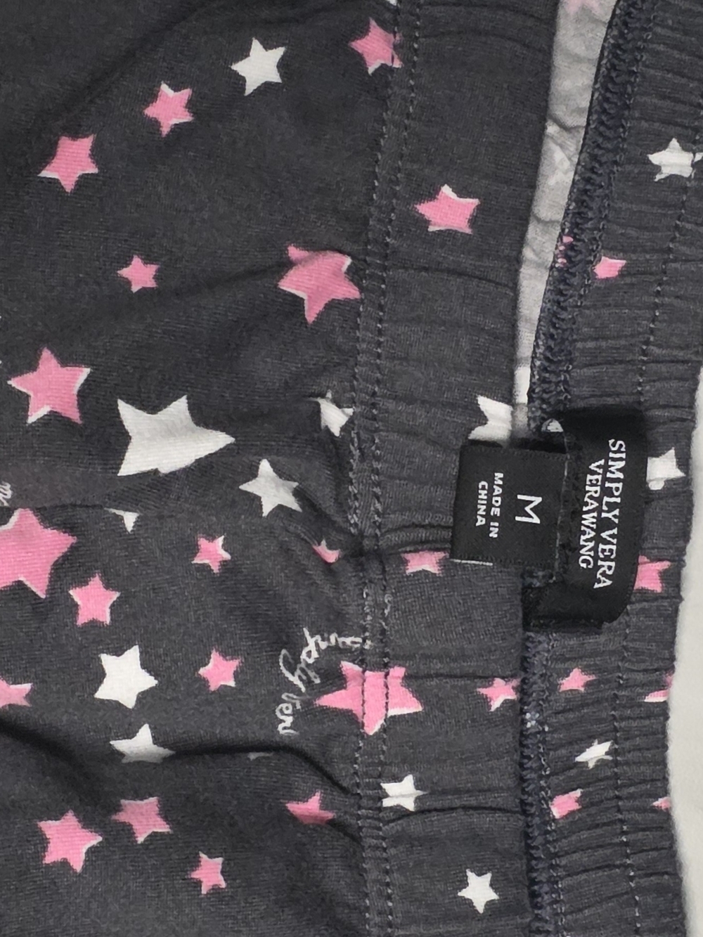 Simply Vera Vera Wang Black Star-Print Pajama Set with Pink Trim - Picture 4 of 4